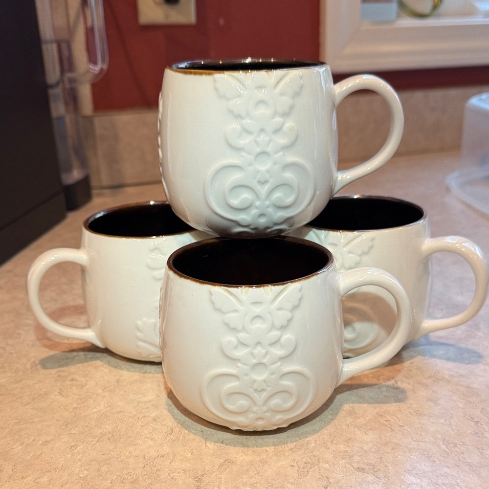 Starbucks Cream and Brown Embossed Mug